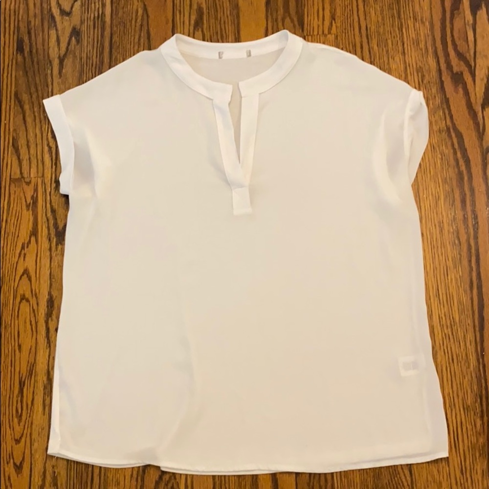 Creamy While Comfy Top. Crepe front, Jersey back.